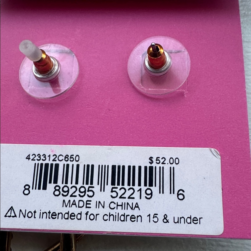 Betsey Johnson Pink and Gold Heart Earrings and green and gold bee earrings - Picture 4 of 5